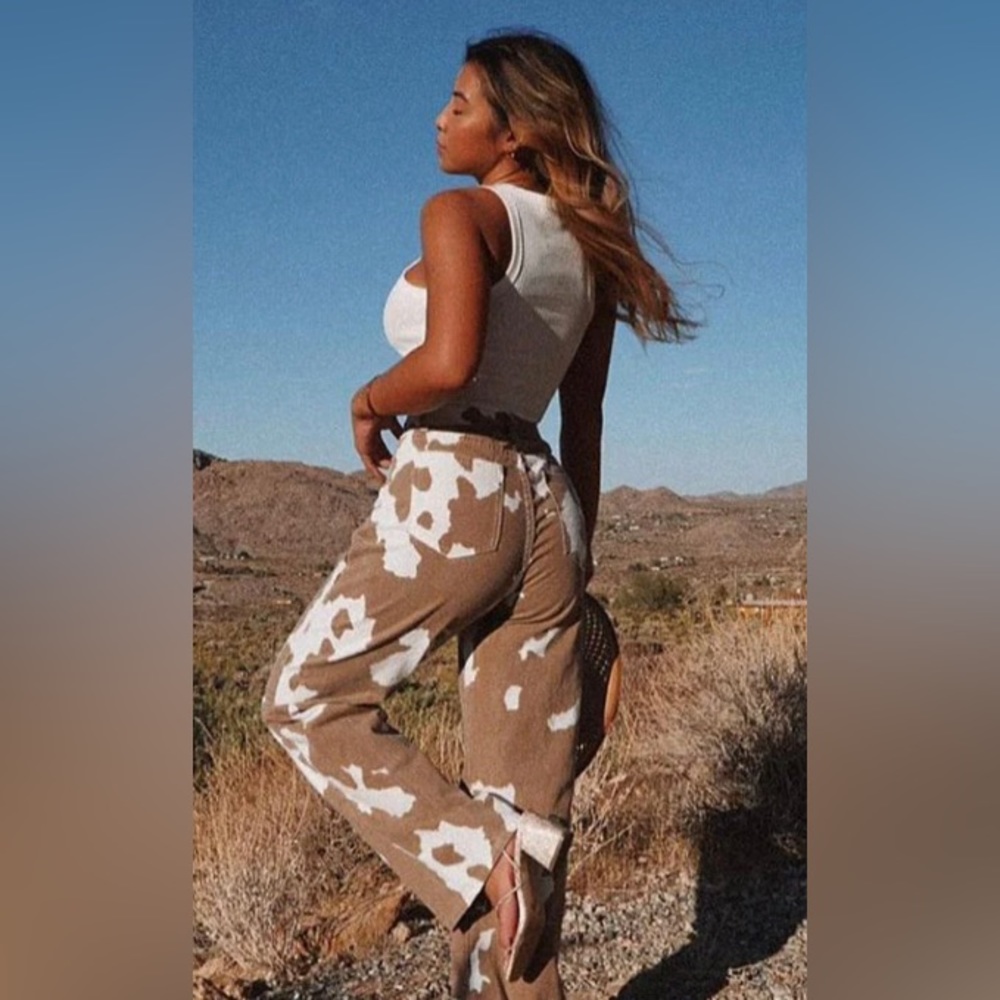 12th Tribe Cow Print Jeans